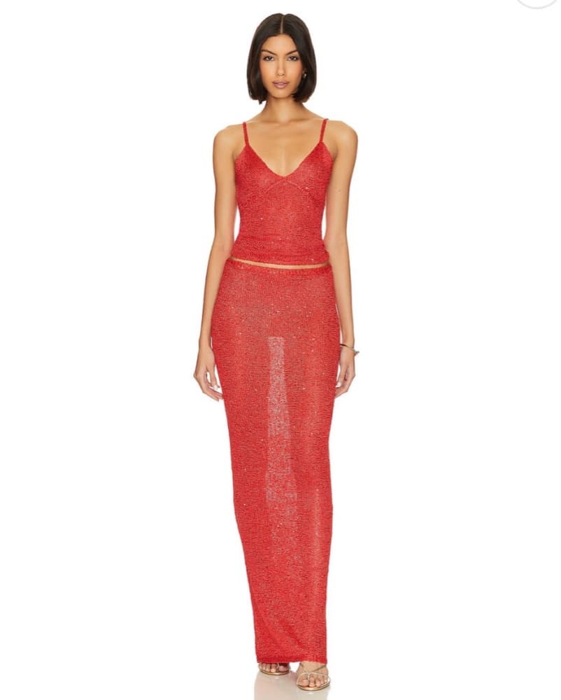 Stunning Sequined Red Maxi Dress - Image 1