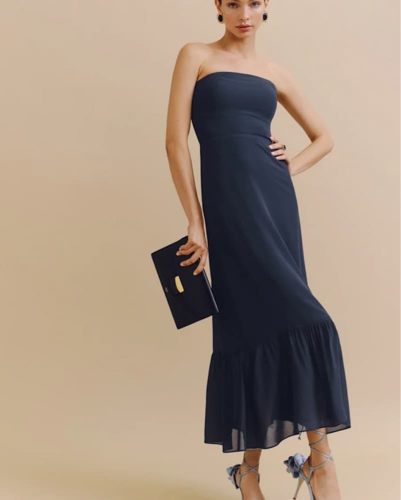 Reformation Arta Navy Dress - Image 3