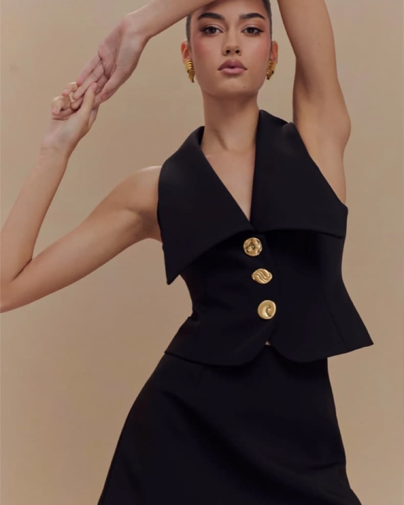 Meshki Going Out Button Vest Black - Image 3