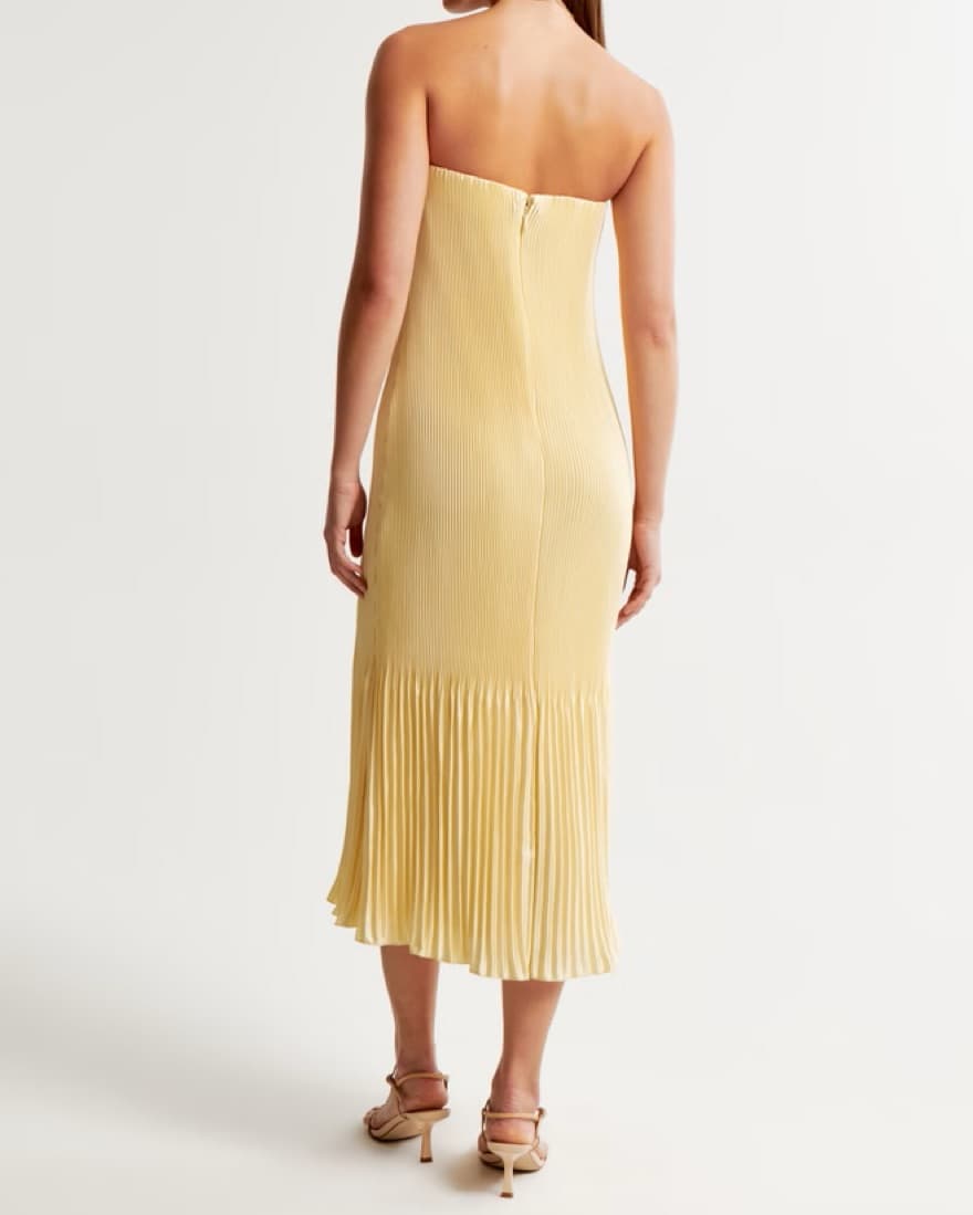 Yellow Pleated Midi Dress - Image 2