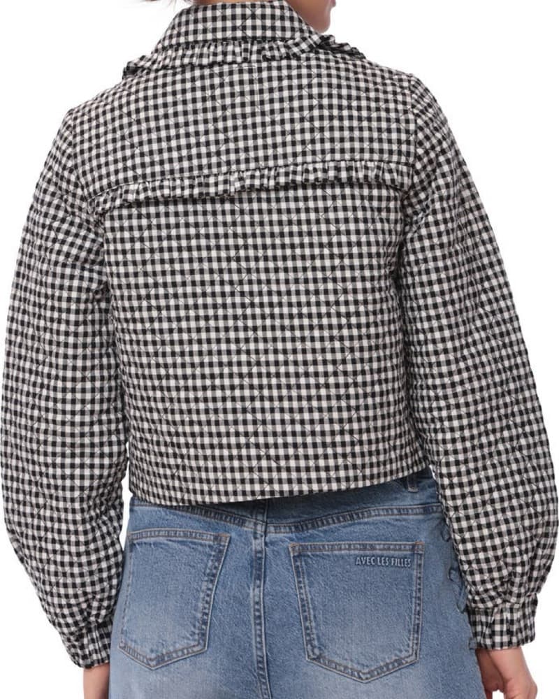 Gingham Check Puff Sleeve Jacket - Image 2
