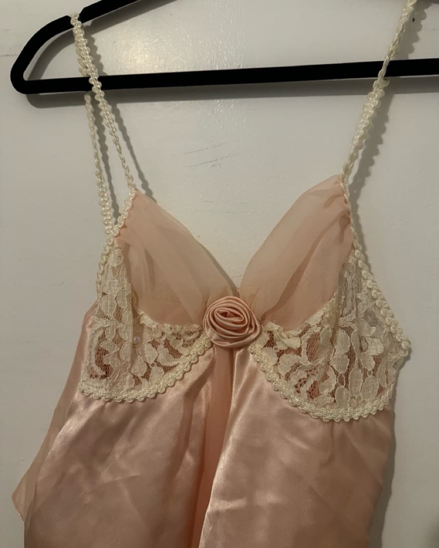 Vintage silk rosette slip top - Image 3