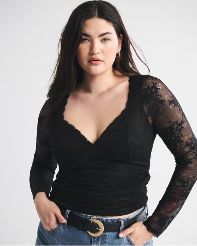 A&F Lace Bra-Free Long Sleeve Top - Image 1