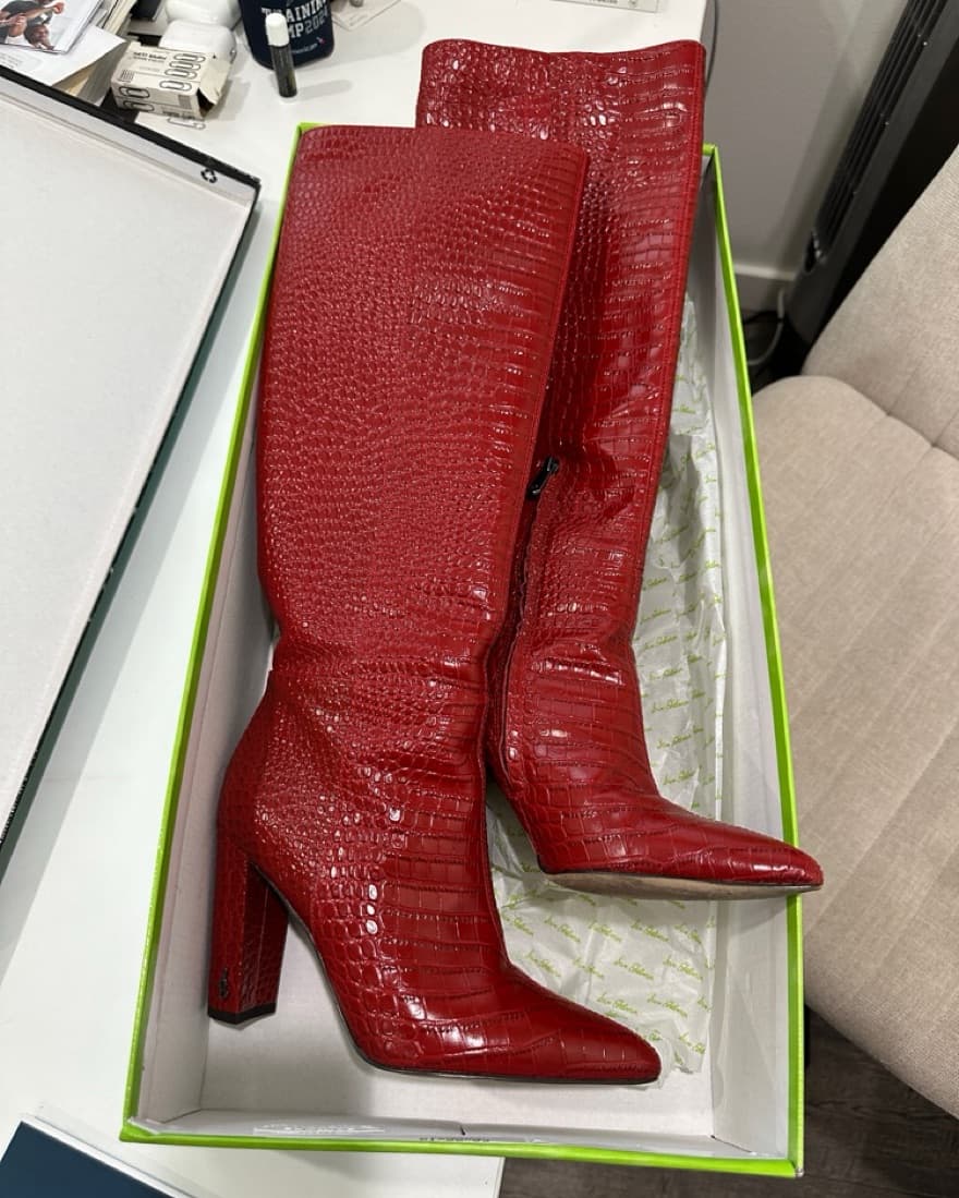 Sam Edelman Red Crocodile Boots - Image 1