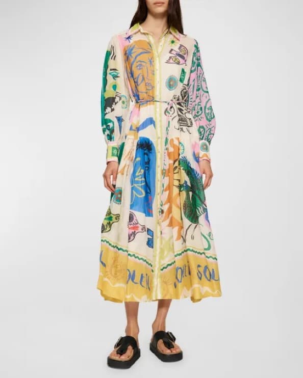 Alemais Soleil Patchwork Shirt Dress - Image 3