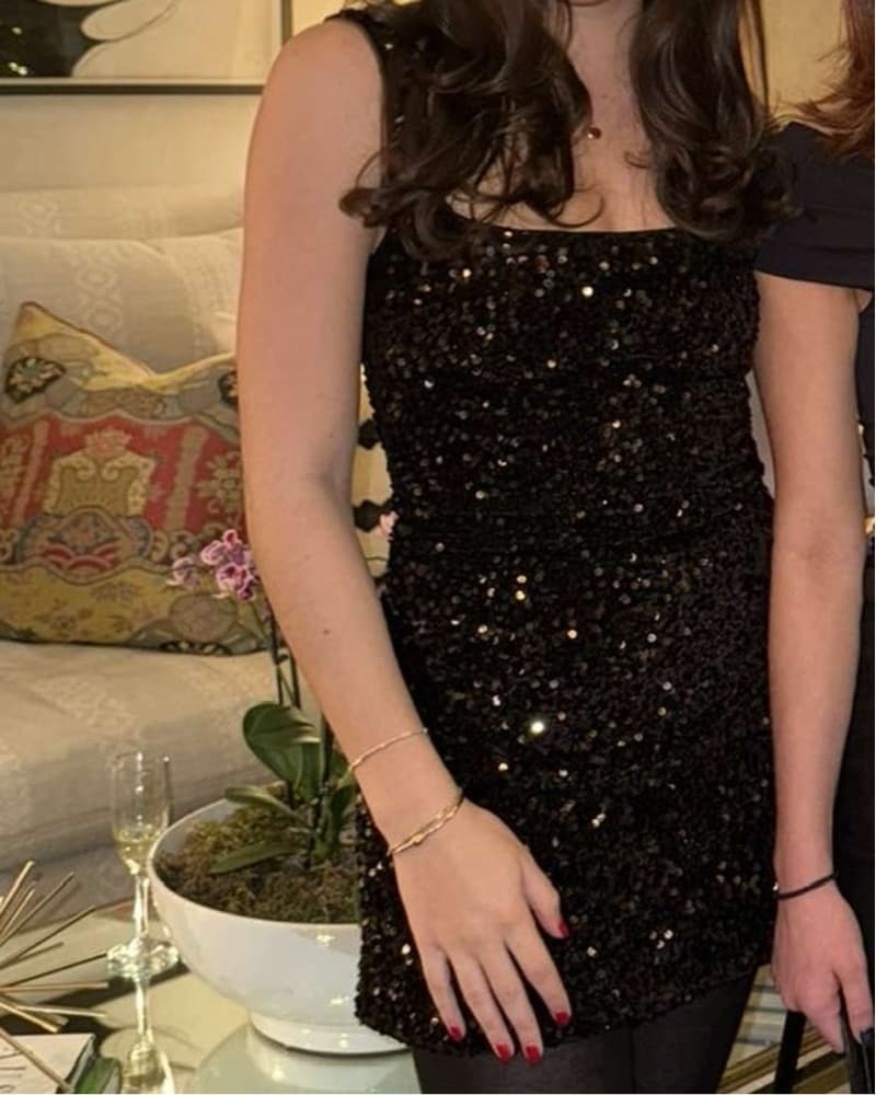 Black Sequin Princess Polly Mini Dress - Image 2