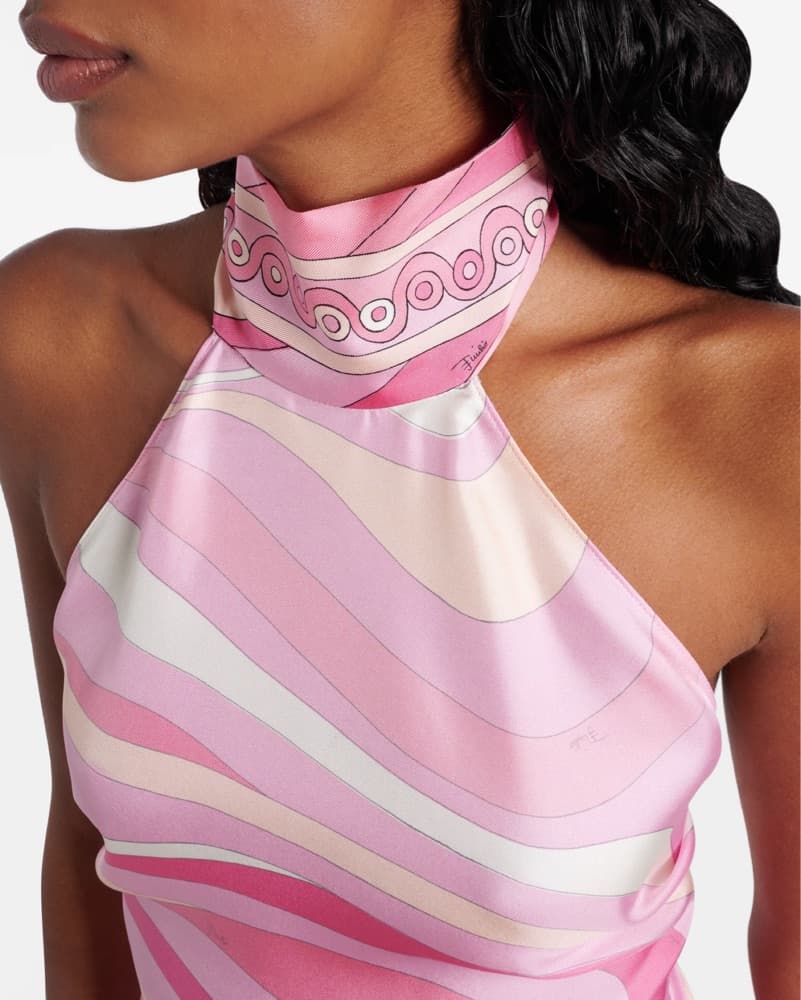 Pucci Open Back Silk Halter Top - Pink - Image 2