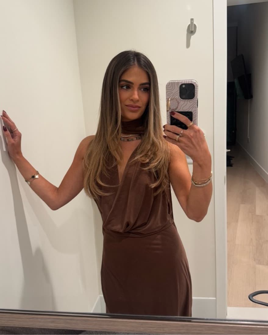 Striking Satin Wrap Dress - Image 1