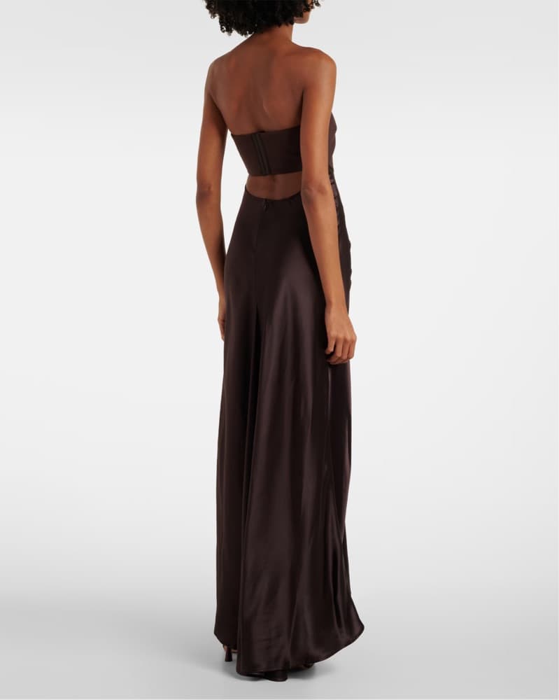 STAUD Strapless Brown Maxi Dress - Image 3