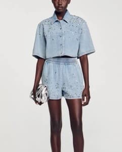Sandro Denim Rhinestone Set - Image 2