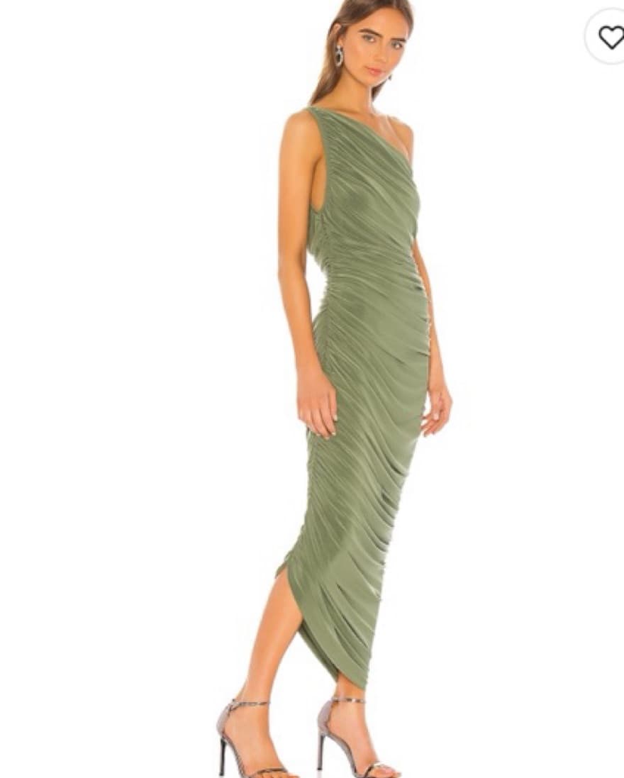 Ruched One-Shoulder Olive Green Maxi Dress - Image 2