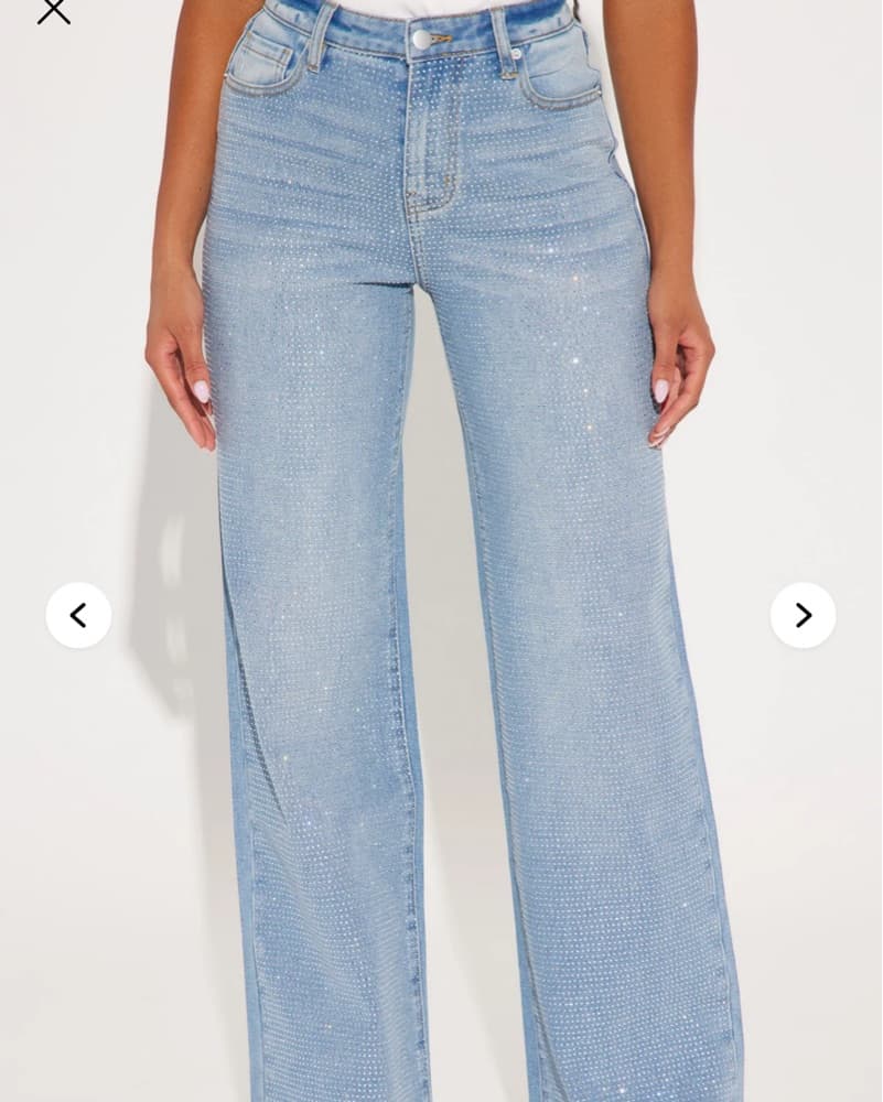 Rhinestone Straight Leg Jeans - Image 1