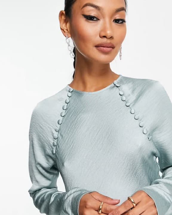 Asos Satin Maxi Dress Silver Blue - Image 3