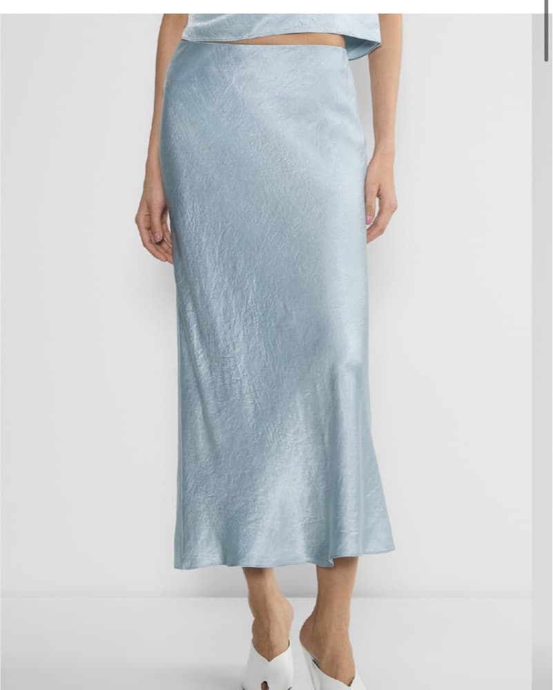 Babaton Light Blue Slip Satin Maxi Skirt - Image 1