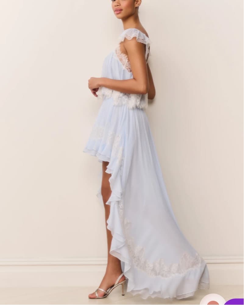 Jolina Silk Chiffon Lace High-Low Skirt - Image 3