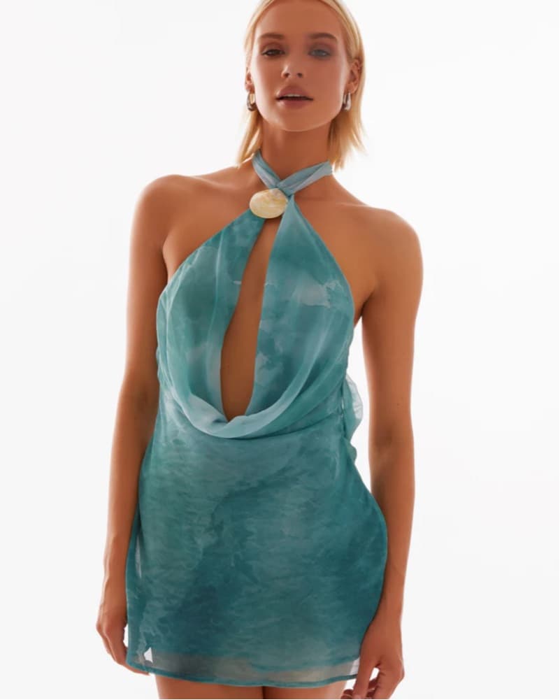 Blue Cowl Mini Dress - Image 5