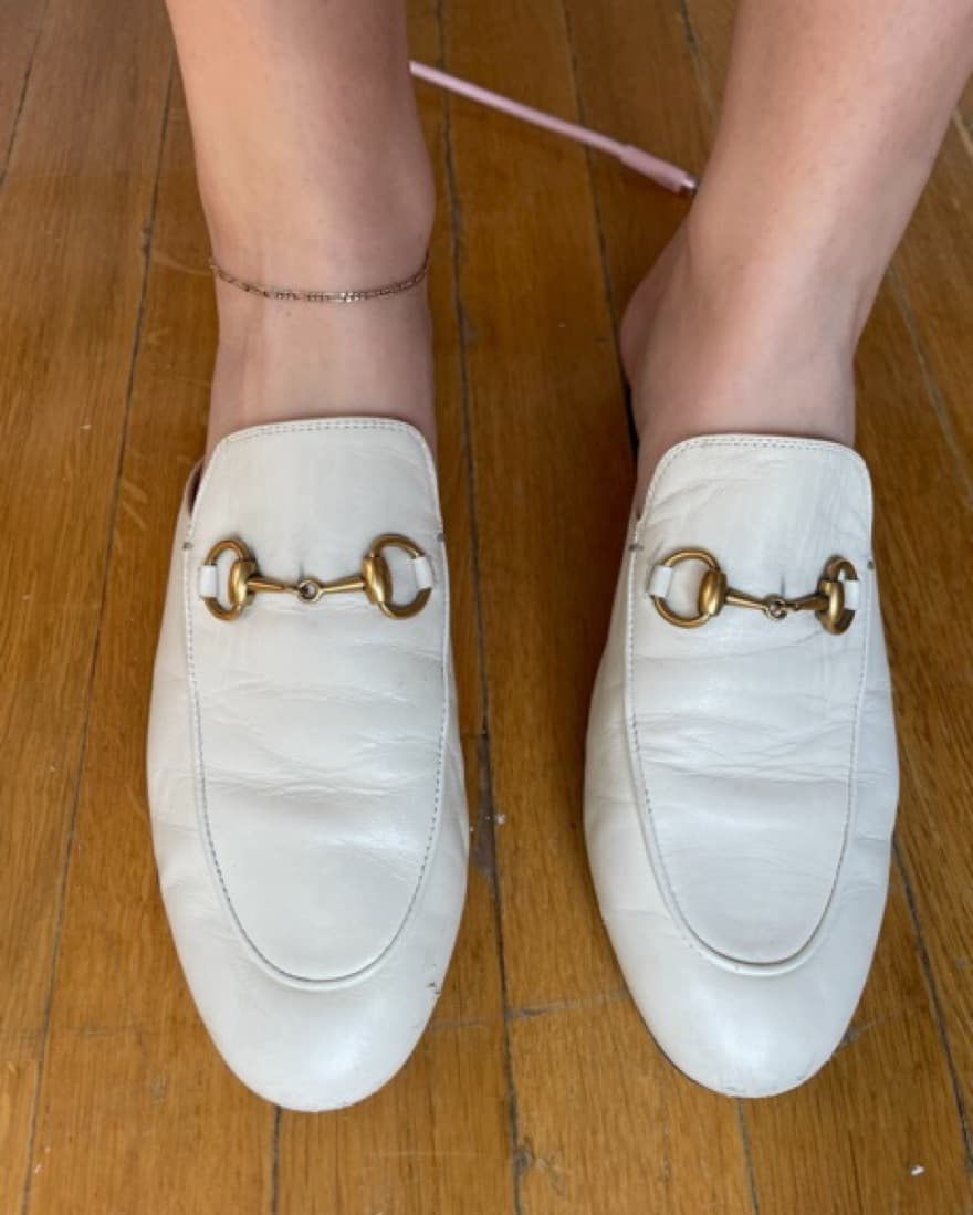 White Gucci Princeton Slides - Image 1