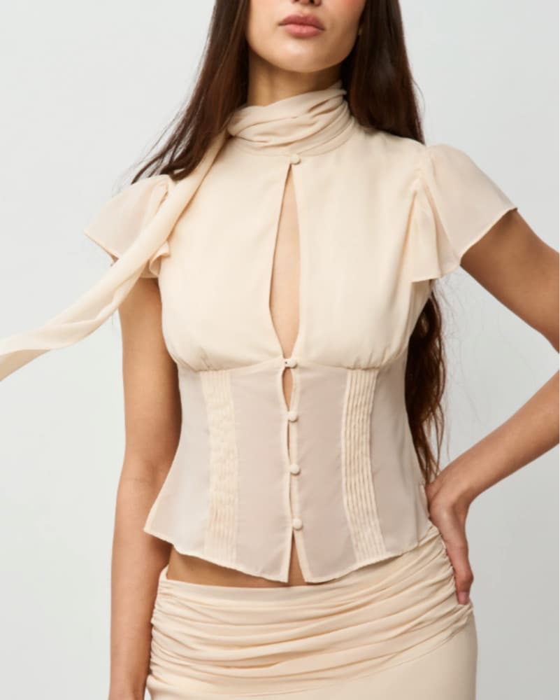 Guizio Ara Cream Scarf Top  - Image 3