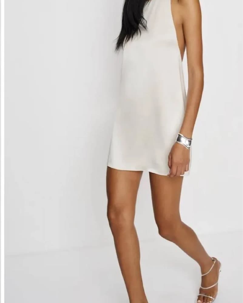 Reformation Avielle White Silk Mini - Image 3