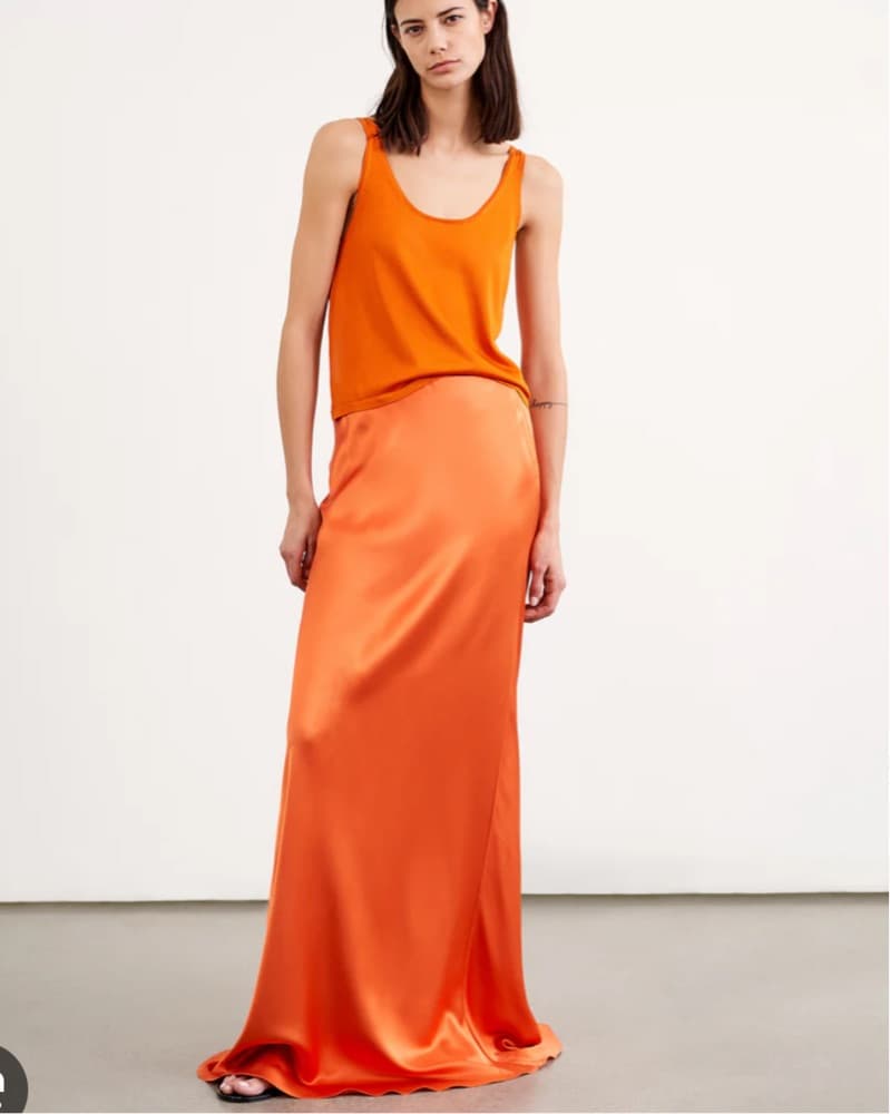 Nili Lotan Orange Silk Maxi Skirt - Image 1