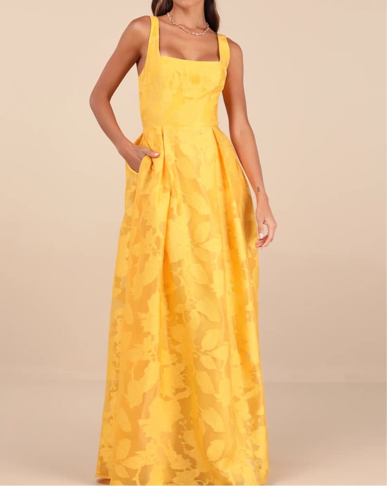 Sunshine Yellow Floral Maxi Dress - Image 1
