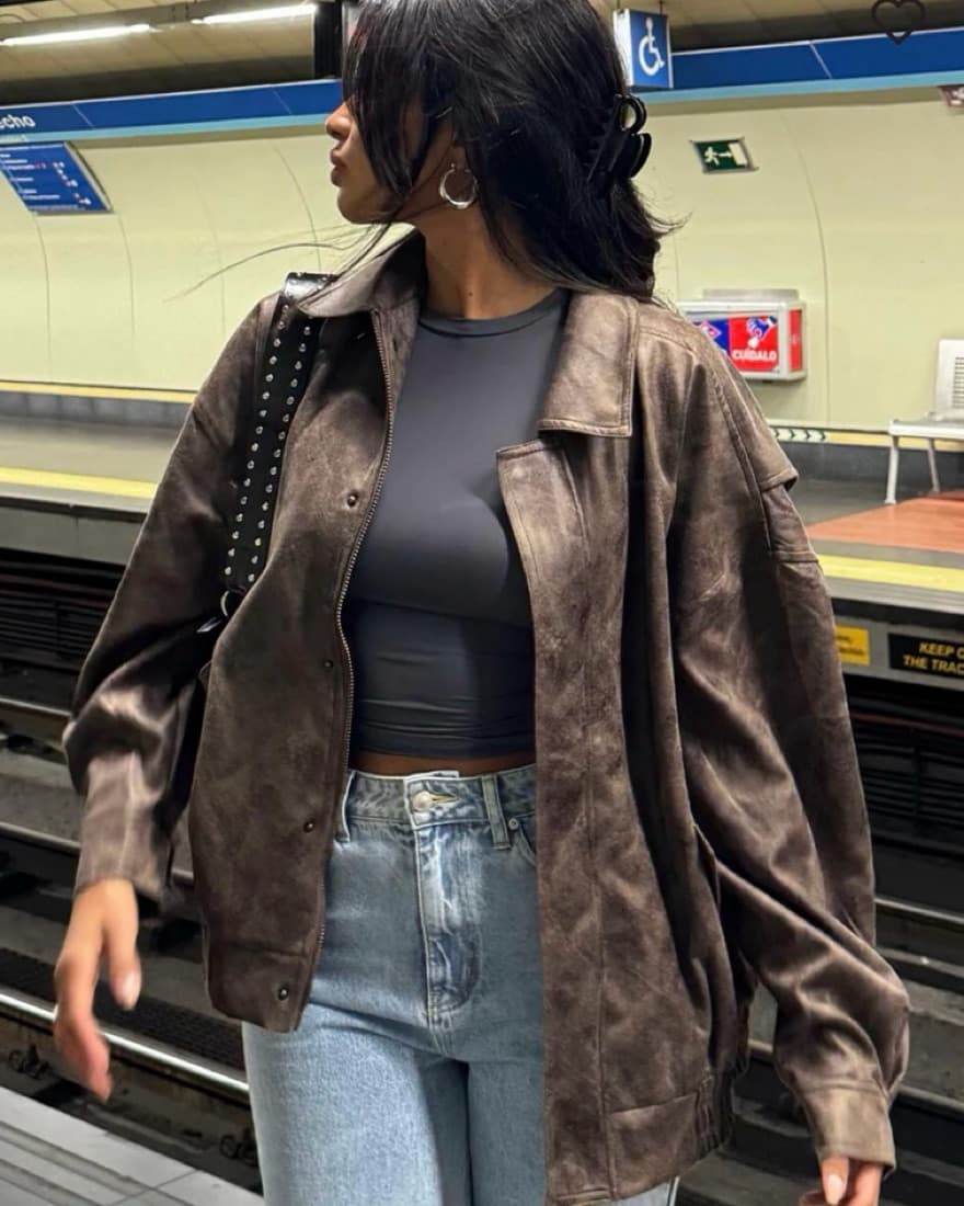 Brown Bomber Jacket - Image 1