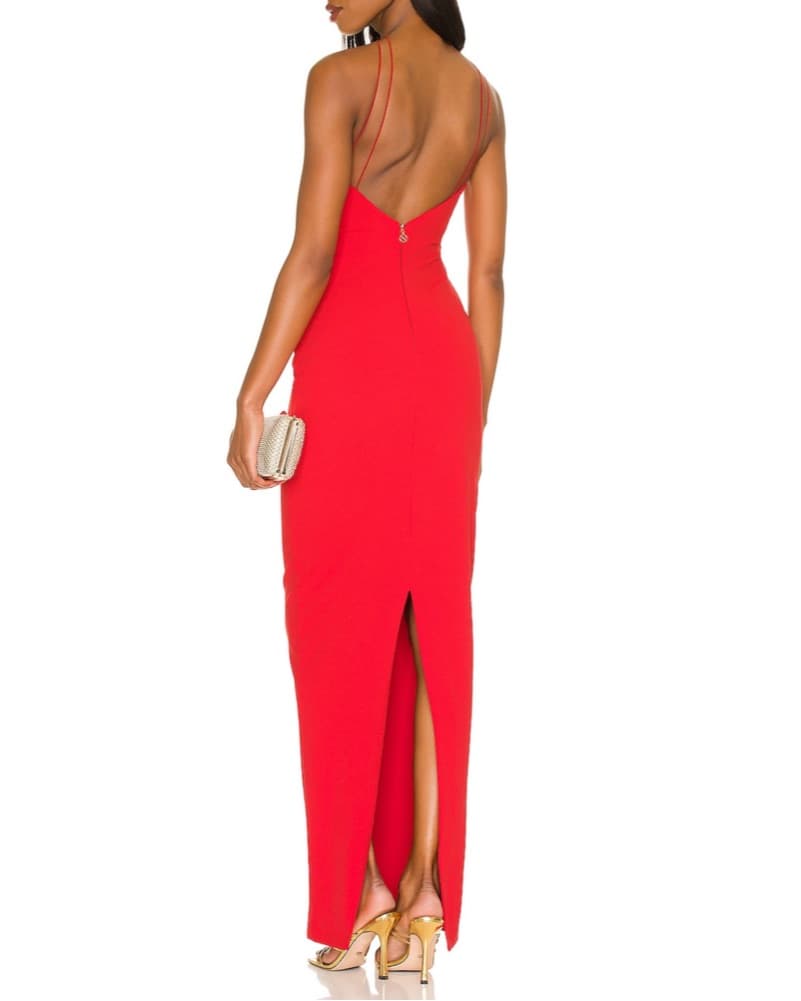 Long Red High Neck Dress - Image 2