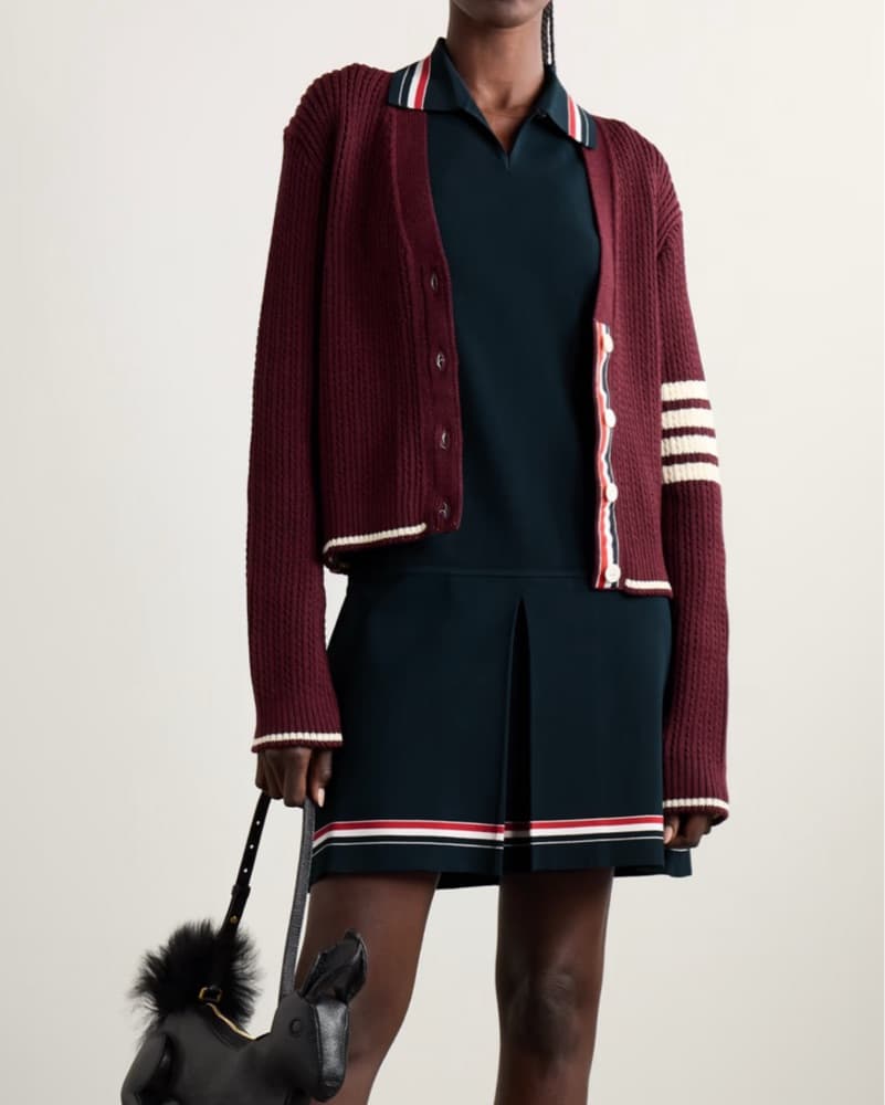 Chic Navy Mini Dress with Striped Collar - Image 3