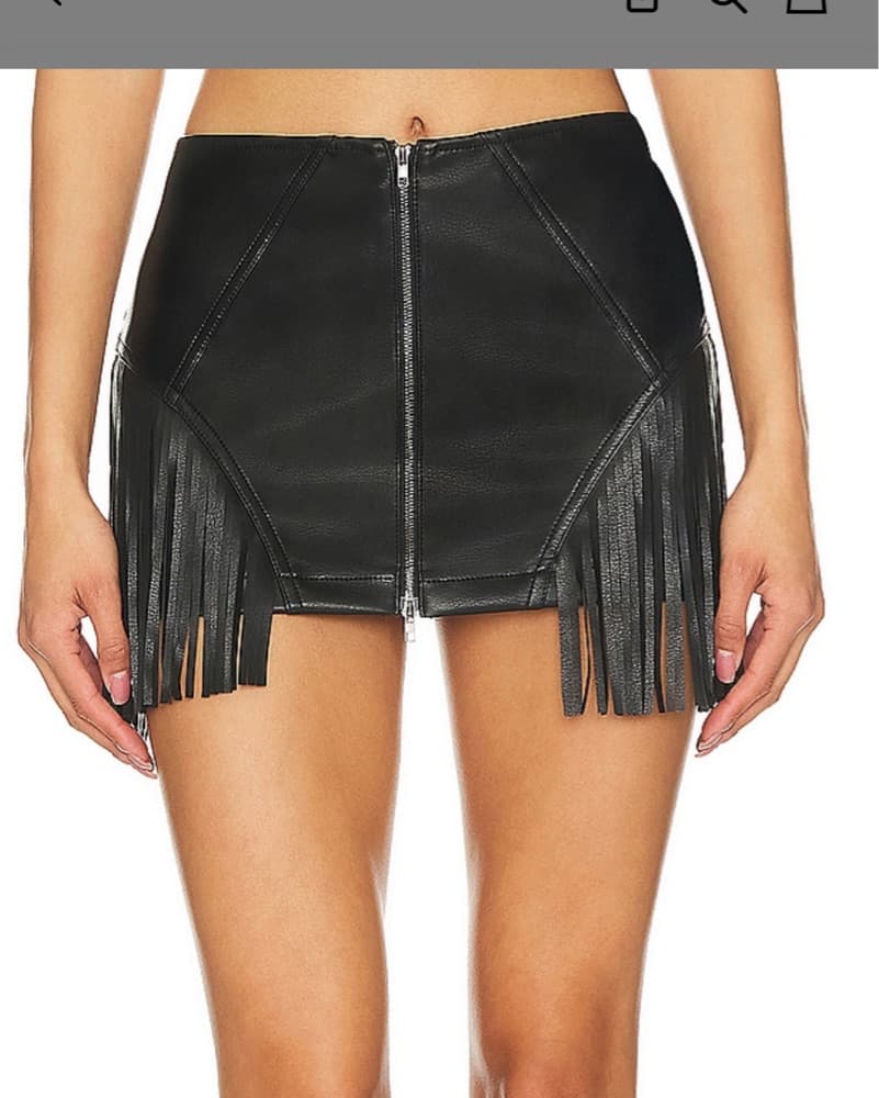 Faux Leather Fringe Skirt  - Image 1