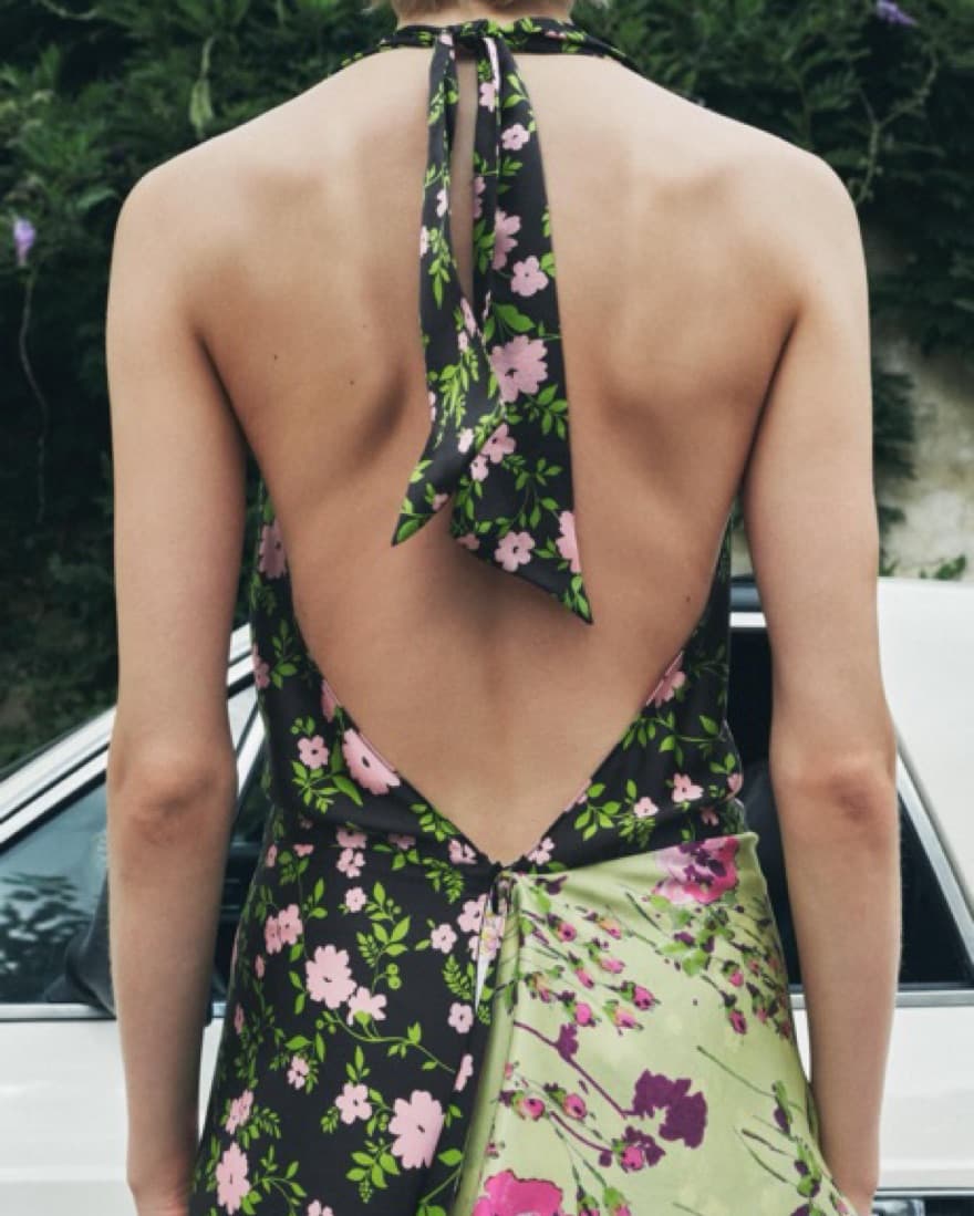 Silk Floral Unique Asymmetrical Dress - Image 4