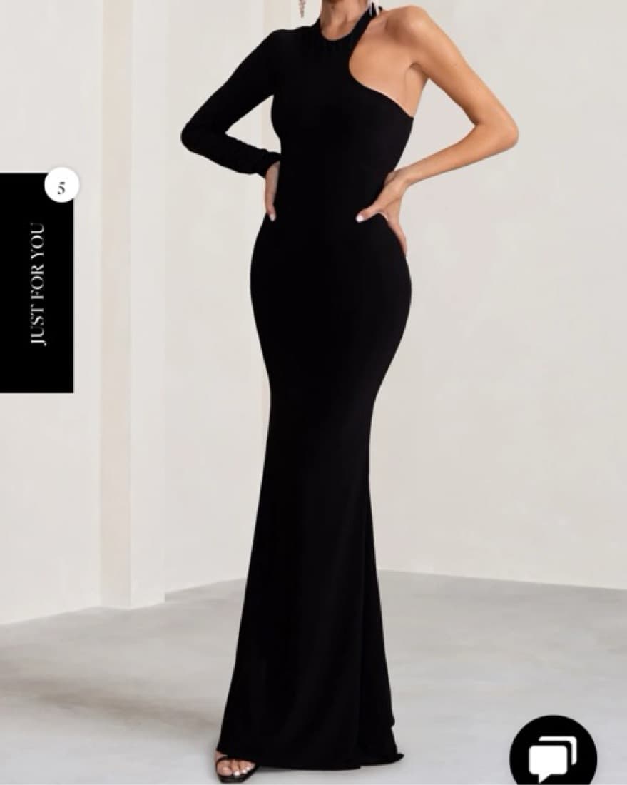 Tyra Black Asymmetric Cutout Maxi Dress - Image 1
