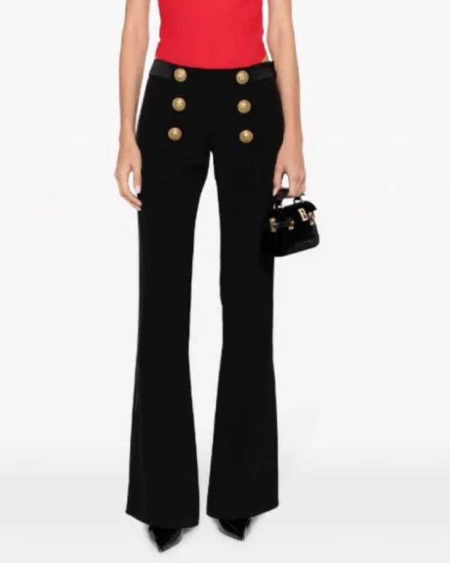 Balmain Double Button Flare Trousers - Image 2