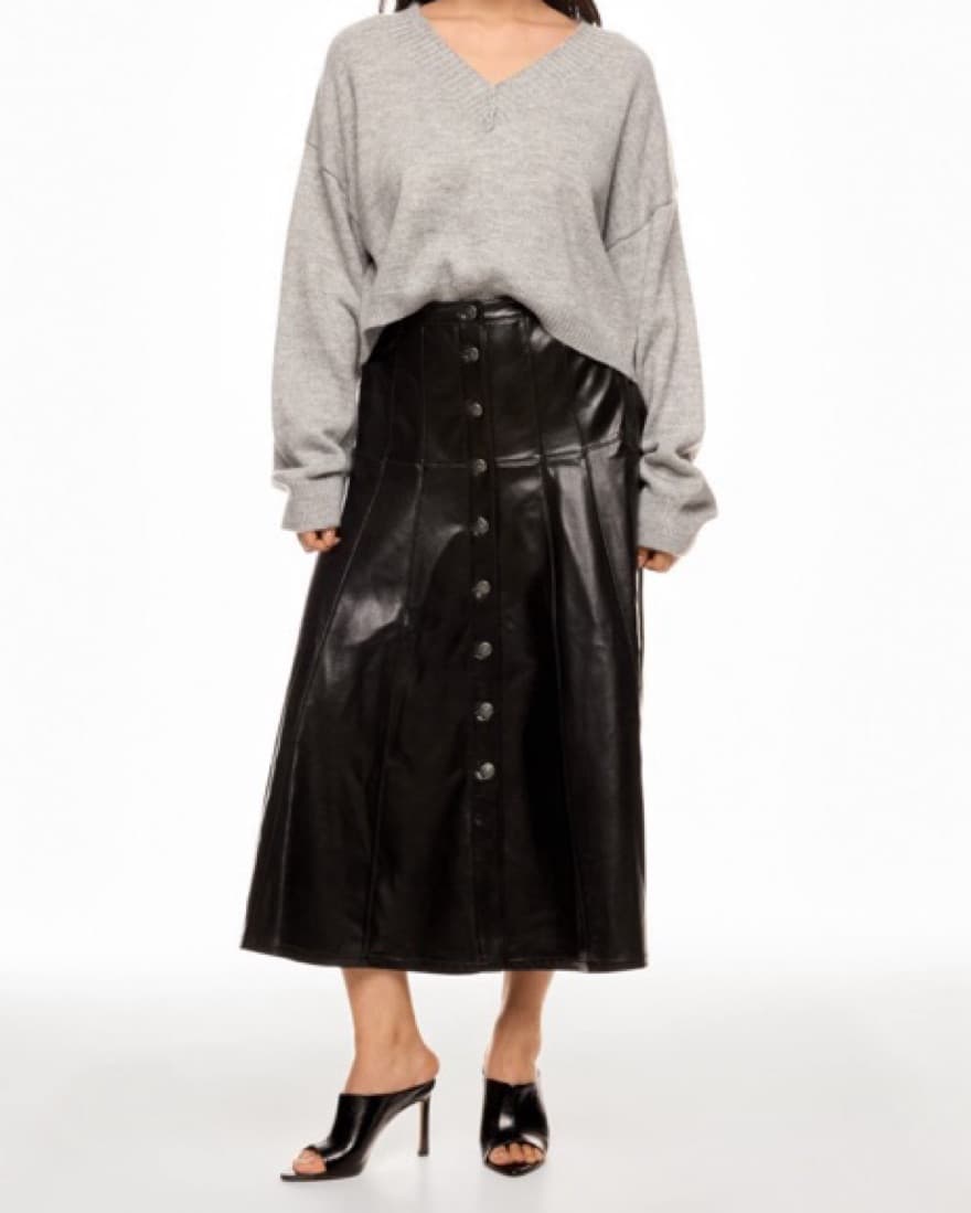 Cinq à Sept Leather Midi Skirt  - Image 3