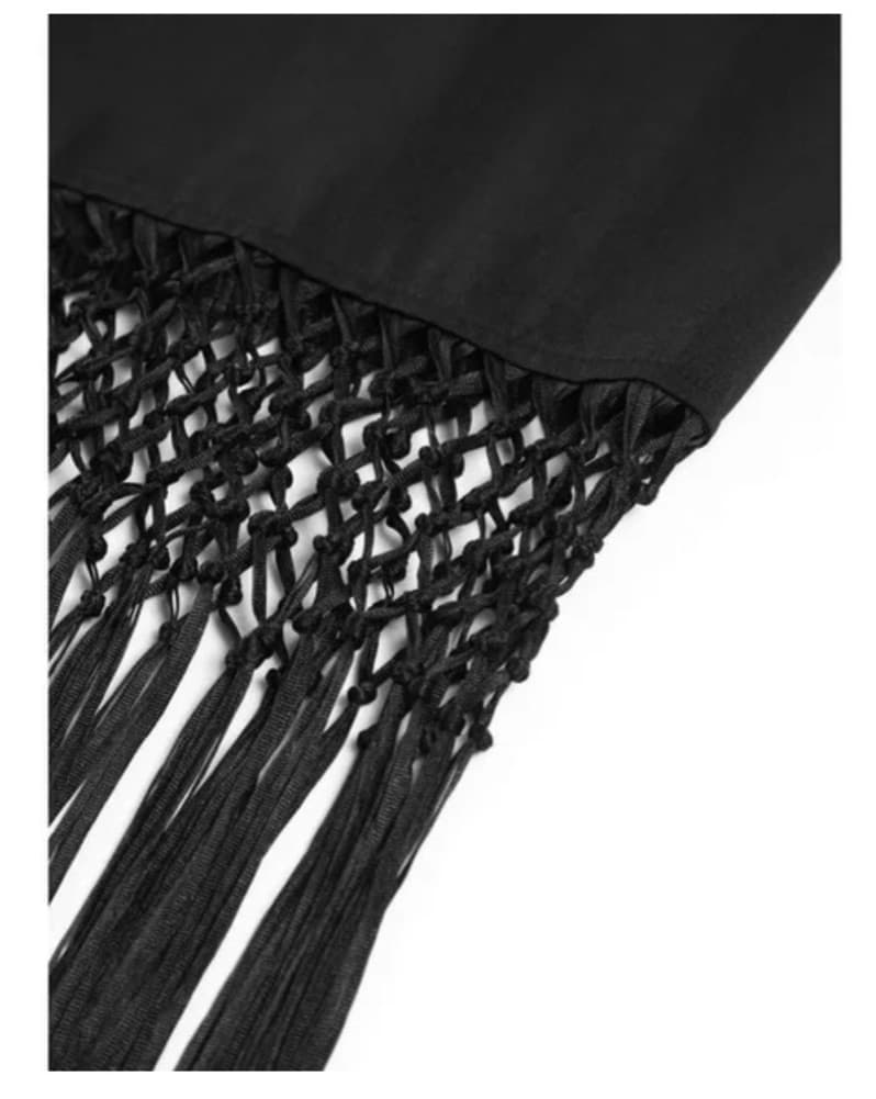 Stunning Black Backless Fringe Dress - Image 2
