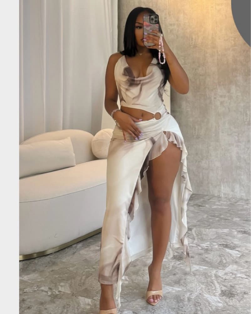 Elegant White Ruffle Dress - Image 1