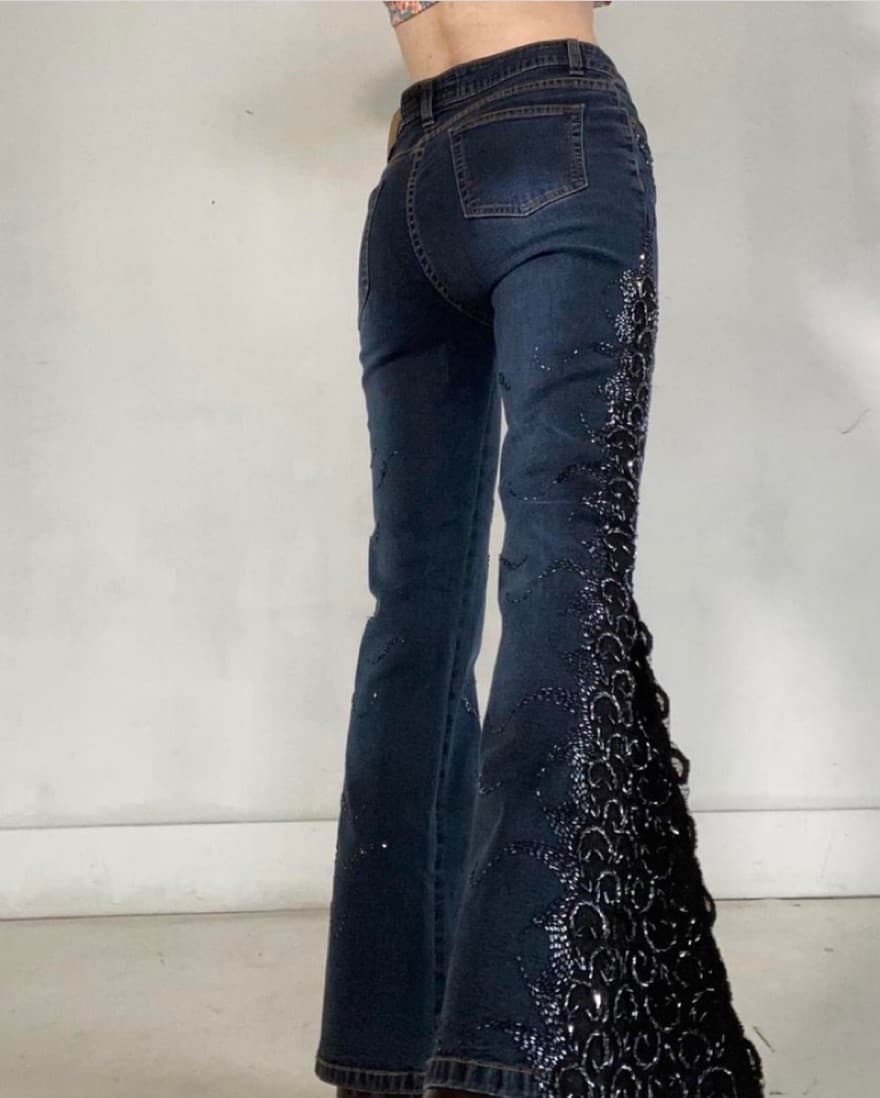 Gorgeous Vintage Beaded Denim Pants - Image 3