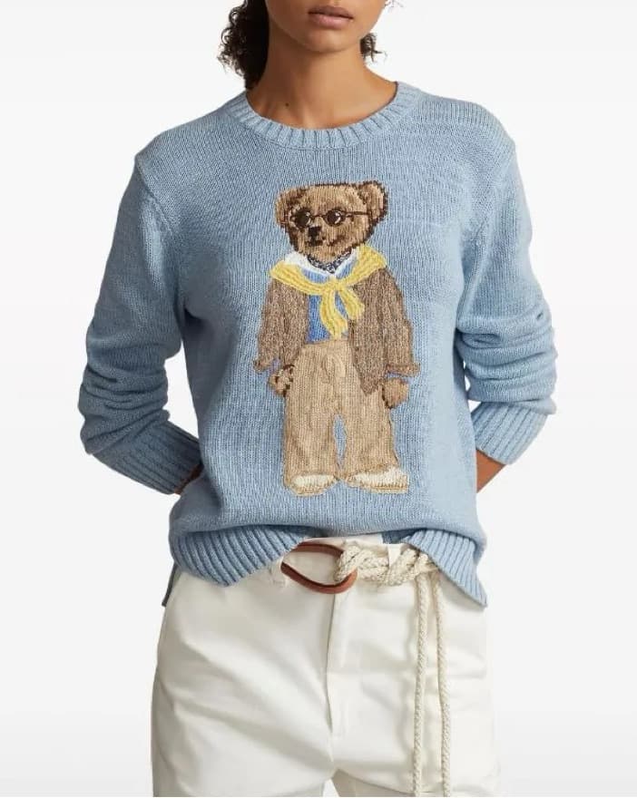 Light Blue Polo Bear Sweater - Image 1