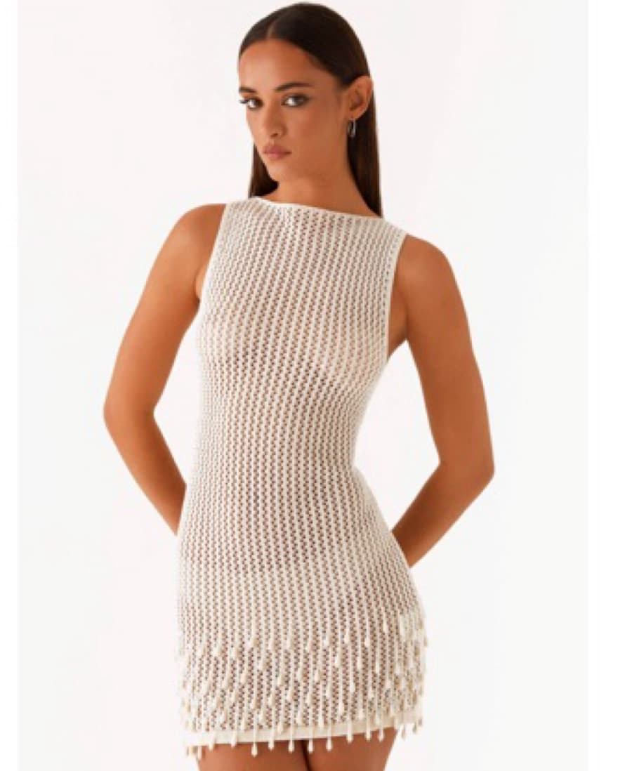 Peppermayo Beaded Crochet Mini Dress - Image 1