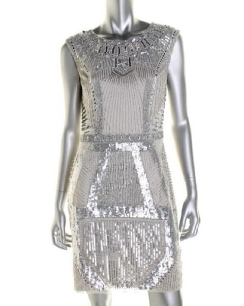 Aidan Mattox Sequin Silver Dress - Image 5