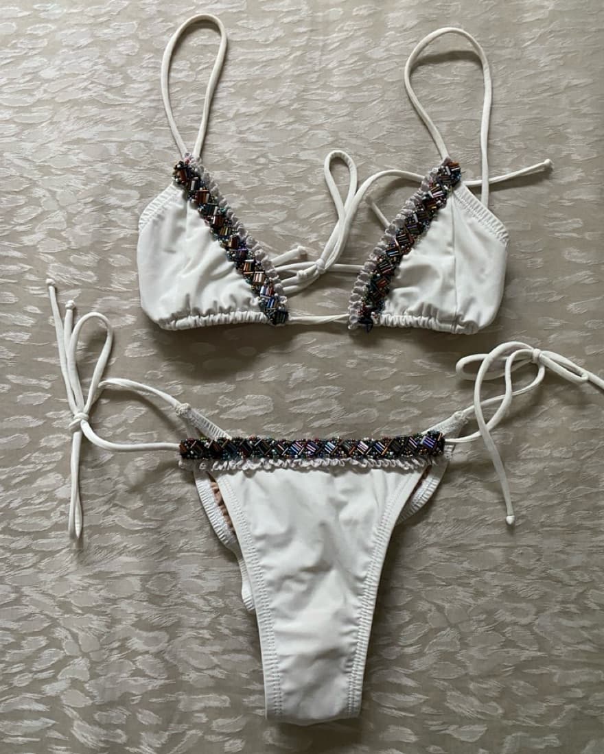Bananhot White Beaded Bachelorette Bikin - Image 1