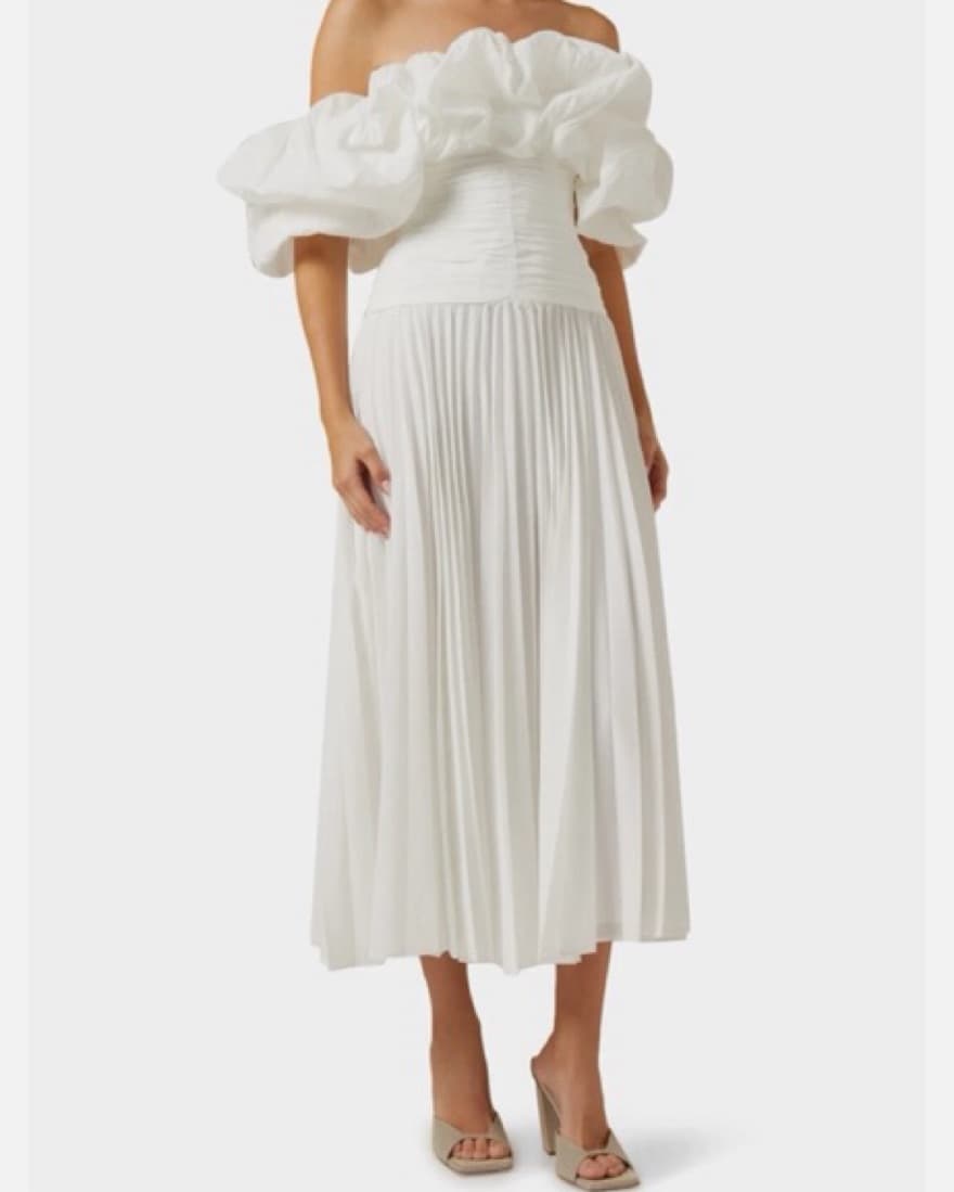 Acler Pleated Dress Puff Sleeve Dress - Image 1