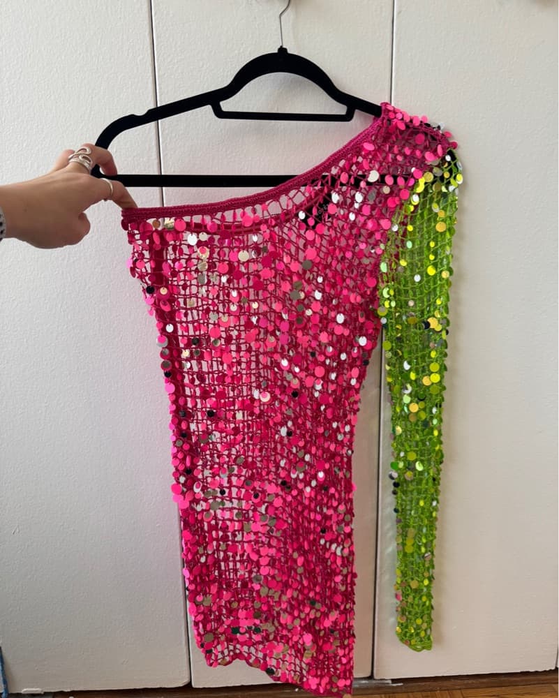 Retrofete Mini Neon Sequin Coverup - Image 2