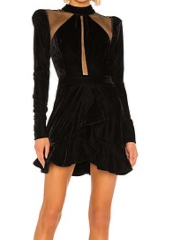PatBo Velvet and Lurex Mini Dress Black - Image 1