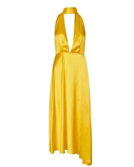 Saks Potts Yellow Silk Halter Dress - Image 1