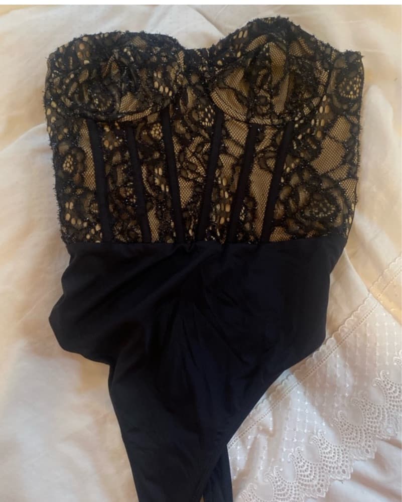 Revolve NBD Black Lace Bodysuit XS - Image 2