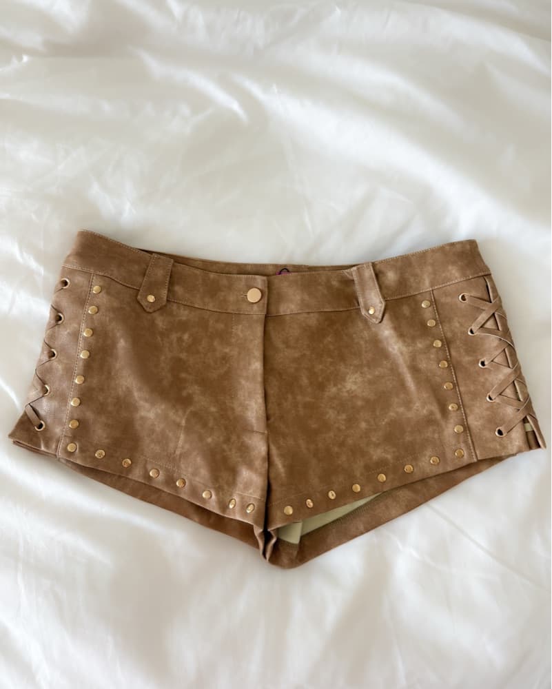 Leather Micro Shorts - Image 3