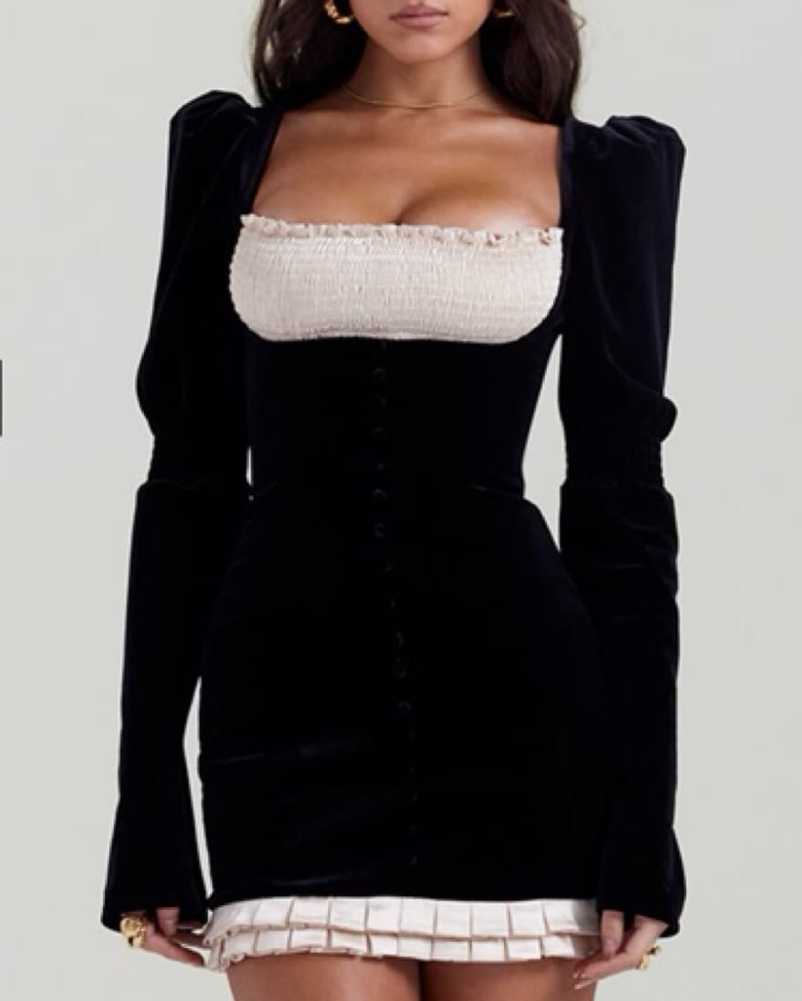 House of CB Black Velvet Mini Dress - Image 1