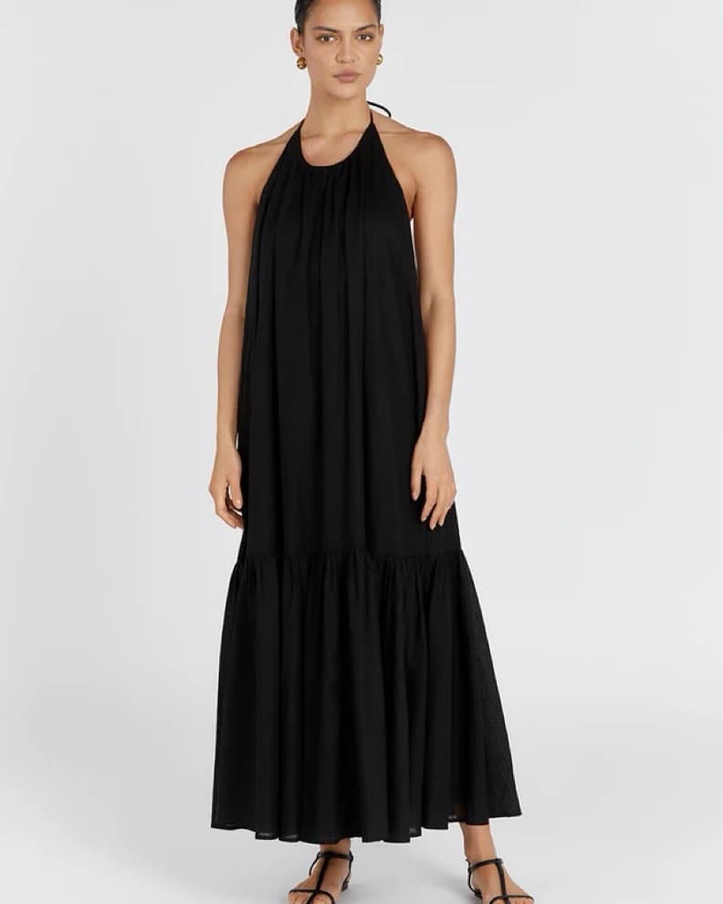 Dissh Black Halter Backless Linen Maxi - Image 5