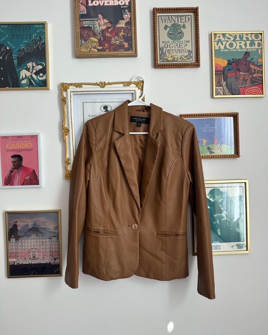 Tan Leather Blazer - Image 1