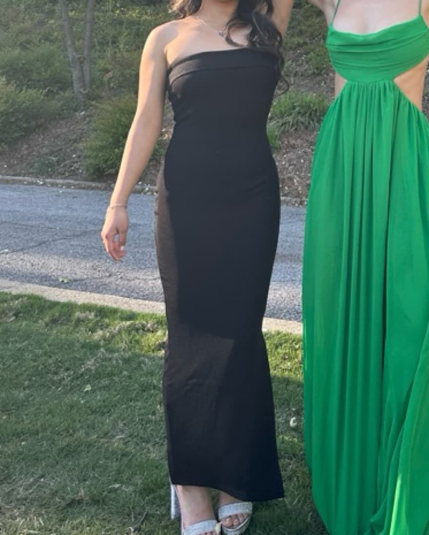 Black Strapless Bodycon Maxi Dress - Image 2